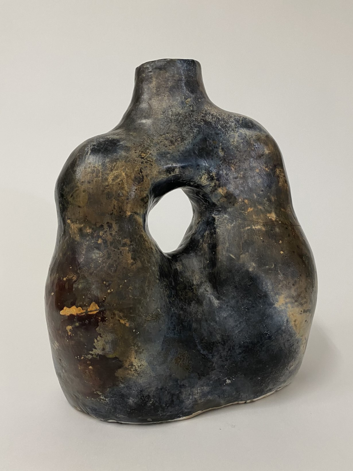 Pit-Fired Ceramic Vase, Made from terracotta and copper salt.